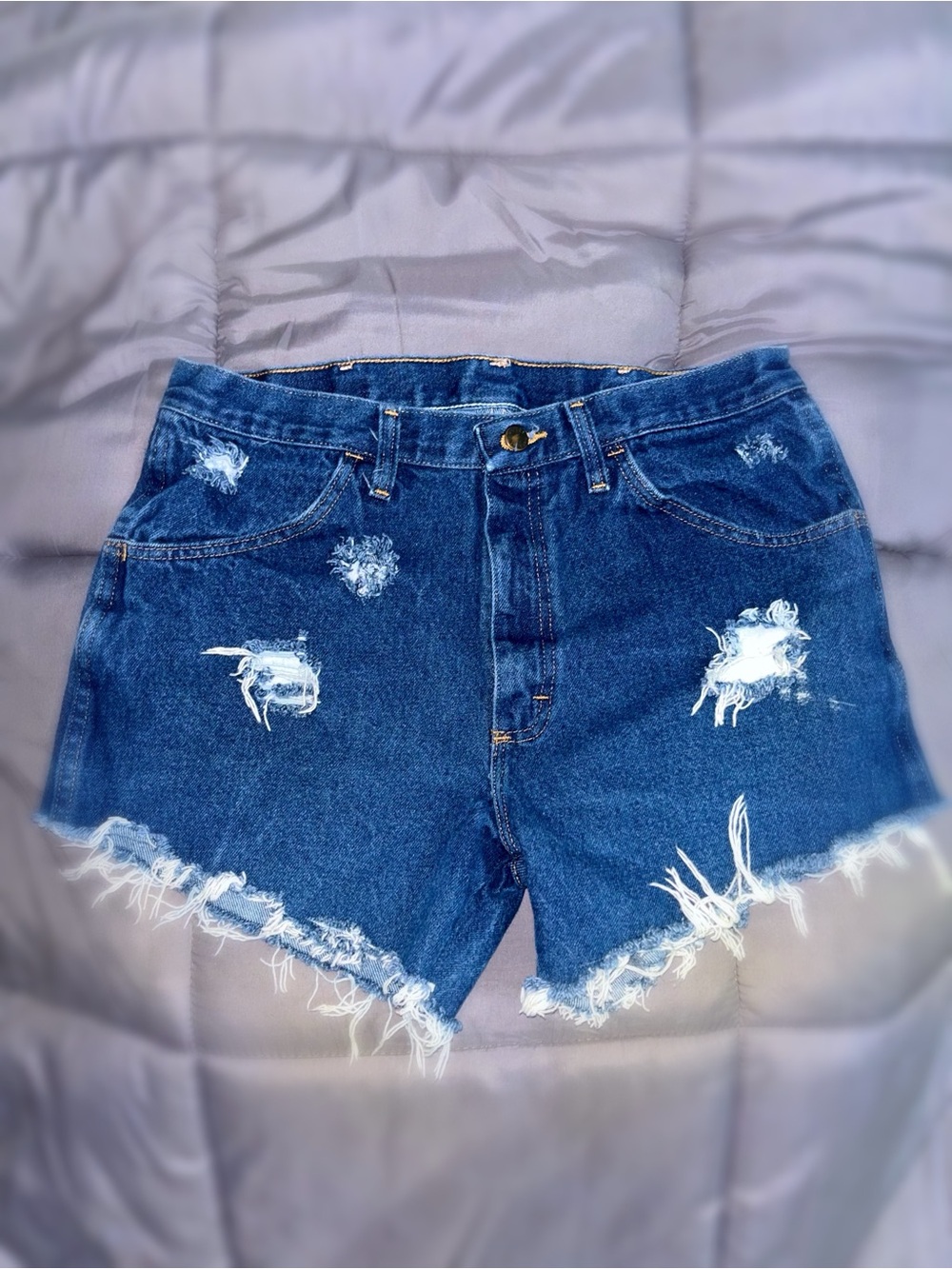 Rustler Blue Distressed Denim Cutoff Shorts